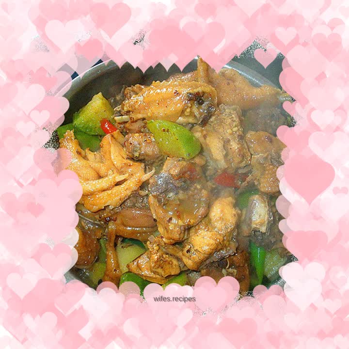 Little rooster stewed with green radish