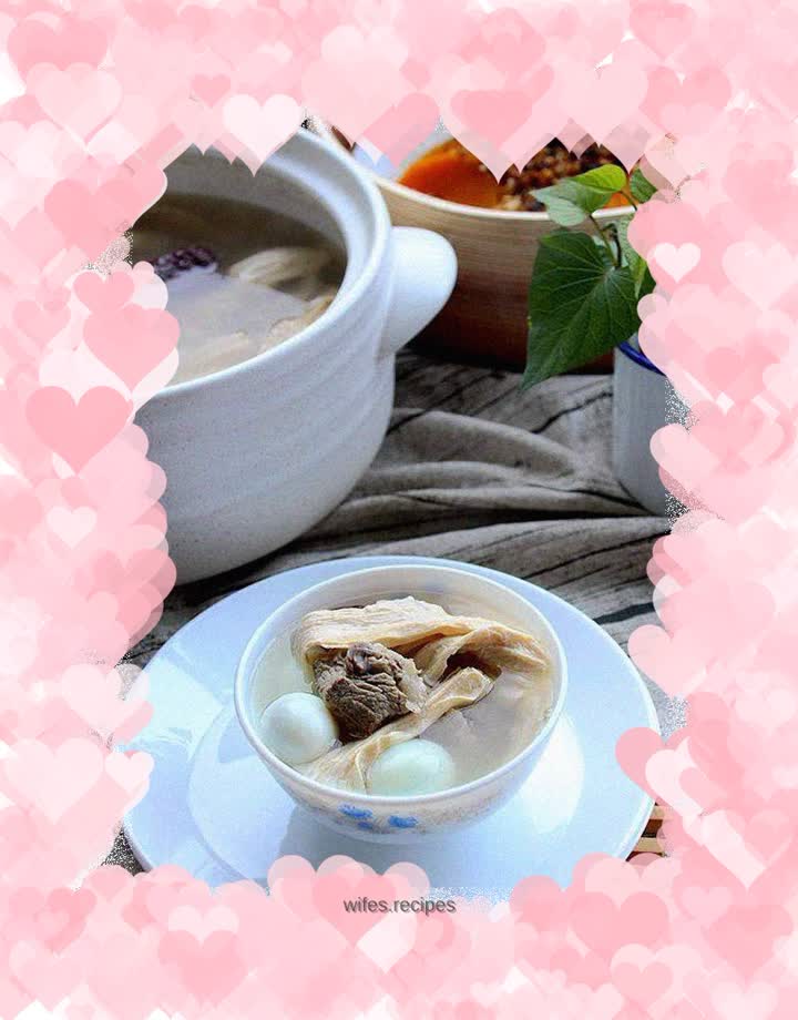 Bean curd, quail egg and pork ribs soup