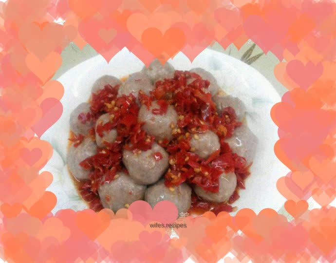 Taro balls with chopped pepper