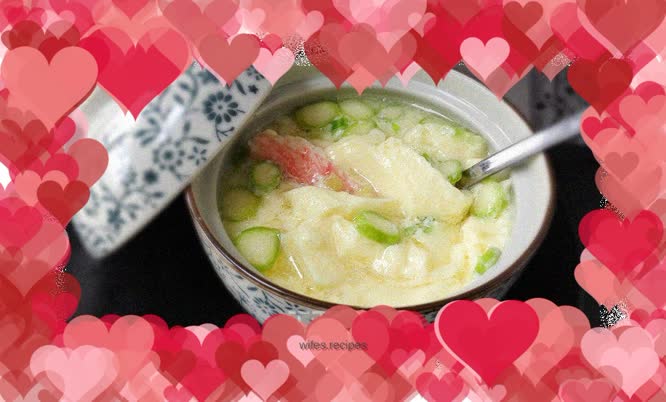 Steamed Egg with Crab Claws and Asparagus