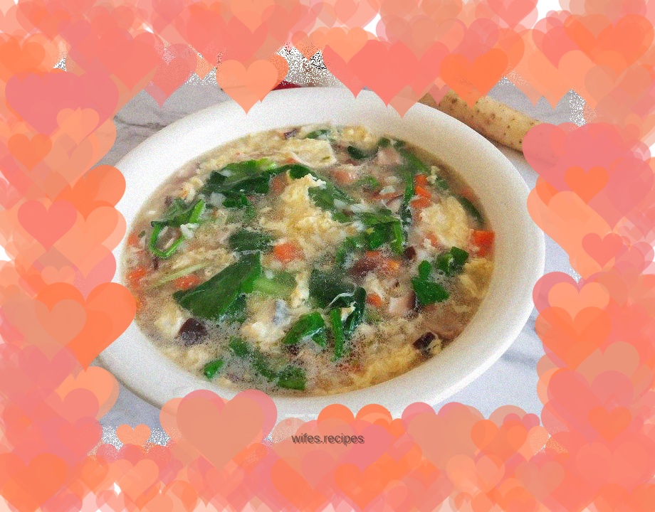 Yam, Mushroom, Egg and Vegetable Soup