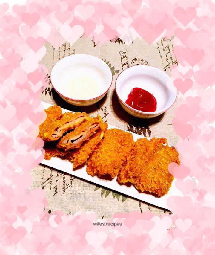 Ham and cheese fried pork chop