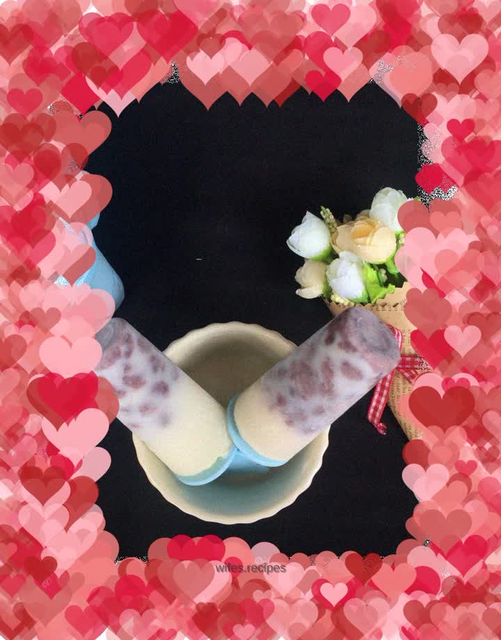 Homemade milk red bean popsicles