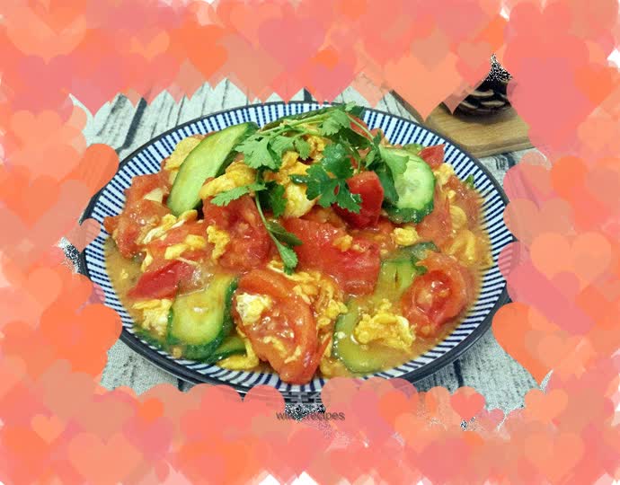 【Tianjin】Fried cucumber with tomatoes, eggs