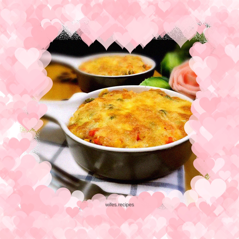 Bacon, Shrimp and Cheese Baked Rice