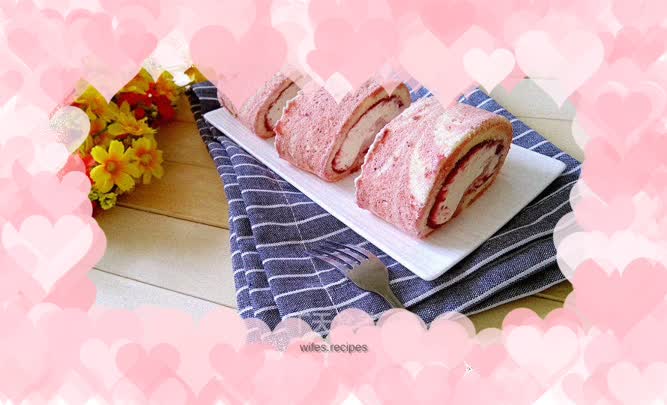 Colorful Strawberry Cheese Roll
