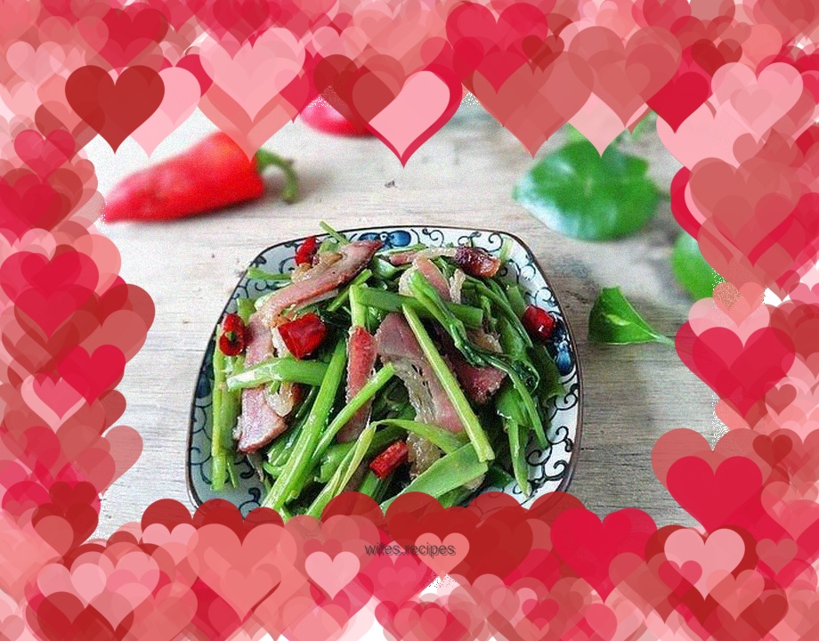 Stir-fried Bacon and Shredded Water Spinach