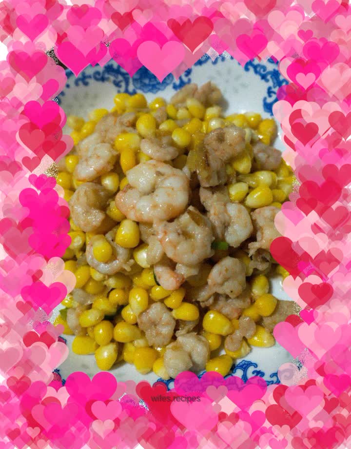 Fried corn kernels with fresh shrimps