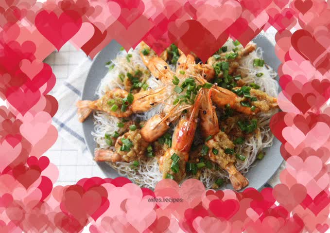 Oven recipe: Steamed shrimp with garlic vermicelli