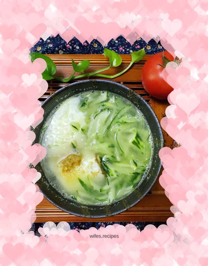 Poached Egg and Cucumber Soup