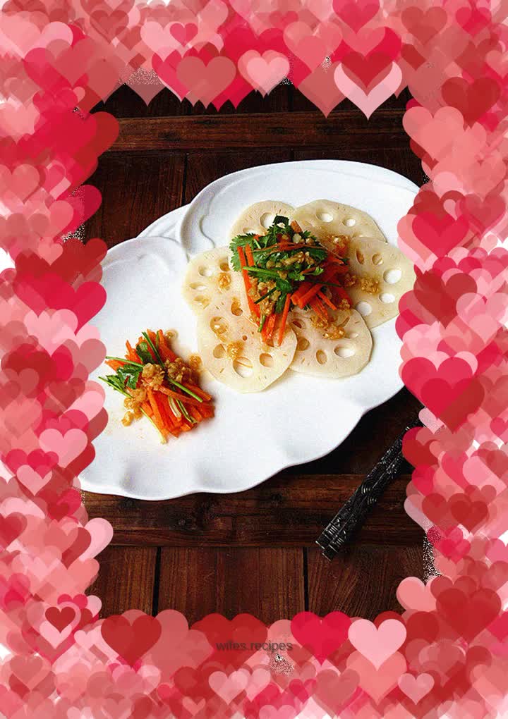 Lotus root mixed with pesto