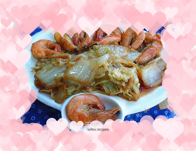 Braised cabbage with prawns