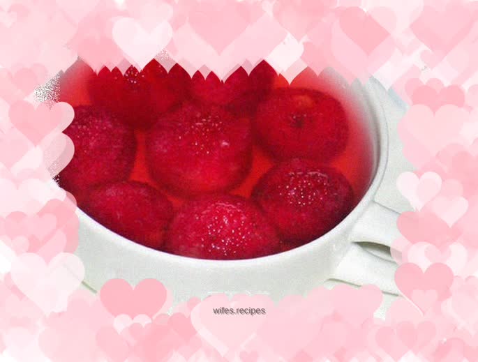 A bowl of comforting delicious bayberries soaked in sugar water