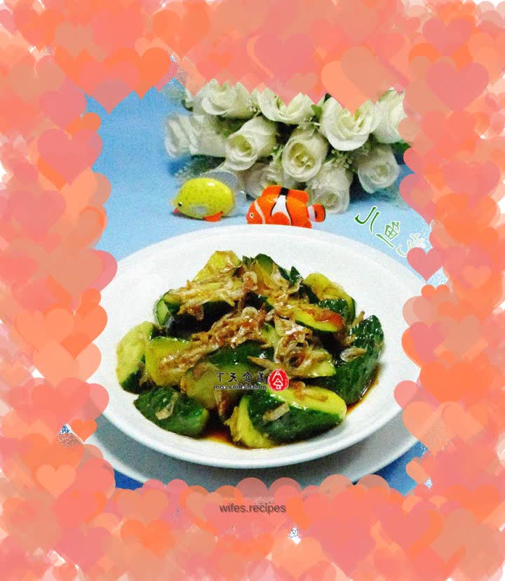 Shrimp skin mixed with cucumber