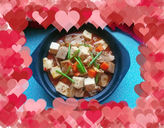 Lamb stewed with carrots and tofu