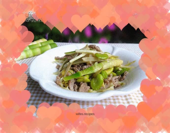 Stir-fried shredded pork with spring bamboo shoots and watercress