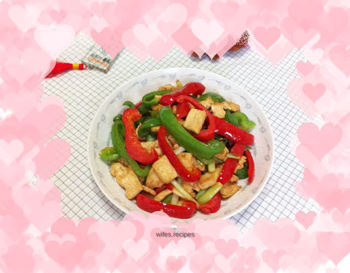 Stir-fried tofu with colorful peppers