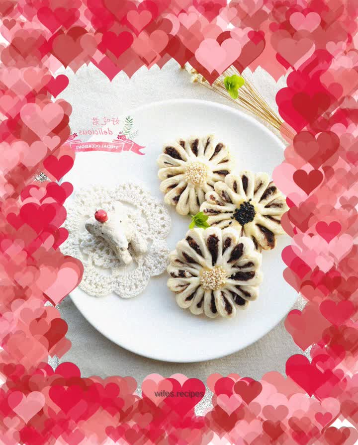 Chrysanthemum cake with bean paste