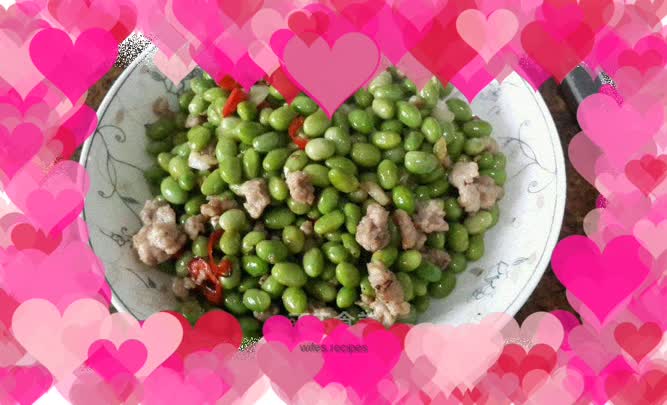 Stir-fried minced meat with edamame