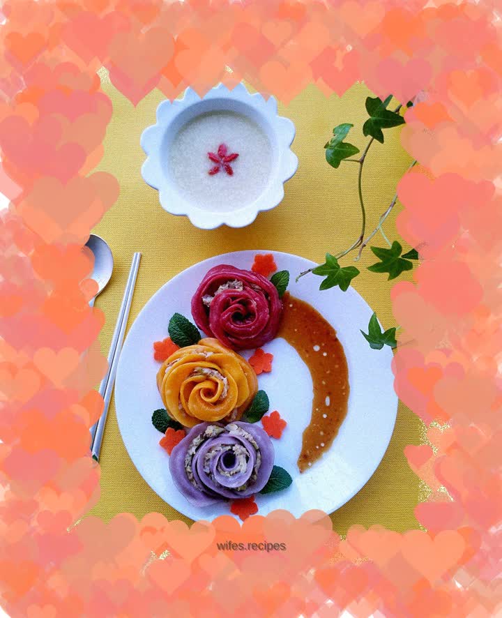 Colorful rose fried dumplings