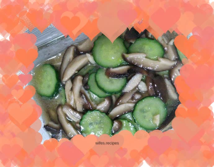 Fried cucumber with mushrooms