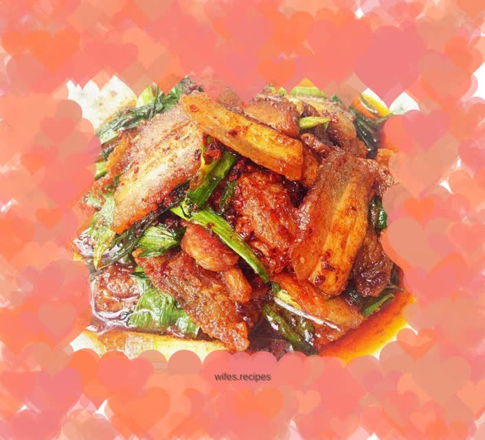 Twice-cooked pork with garlic sprouts