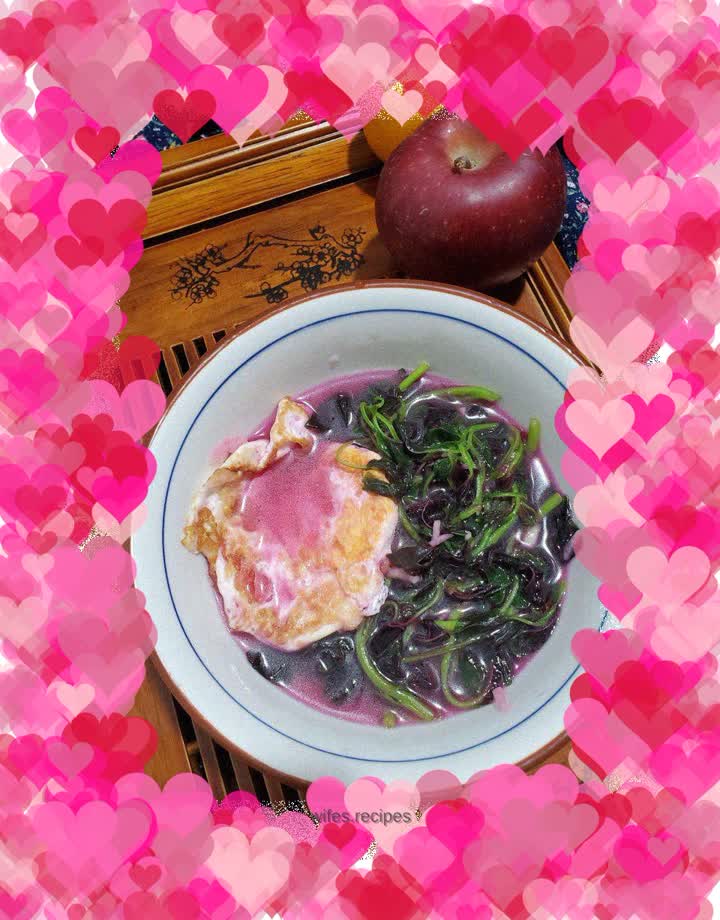 Red Amaranth Poached Egg Soup