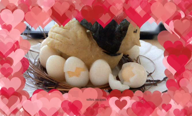 In spring, a hen holds an egg and hatches a chick