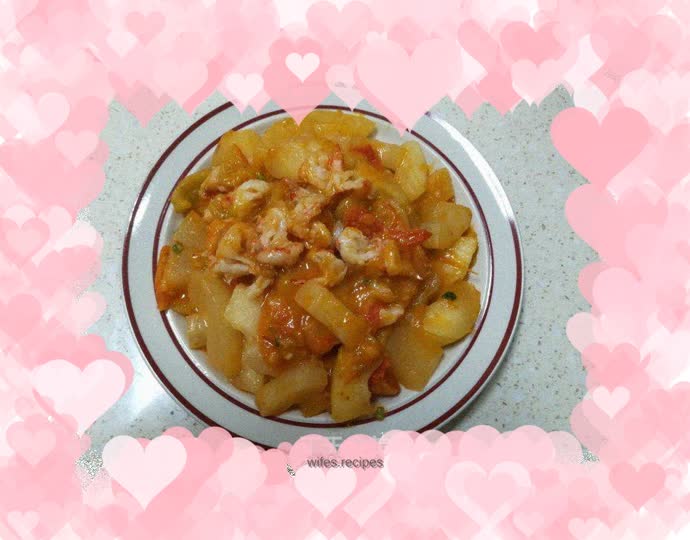 Braised Winter Melon with Tomatoes and Shrimps