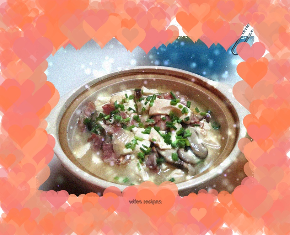 Stewed Tofu with Bacon and Shiitake Mushrooms