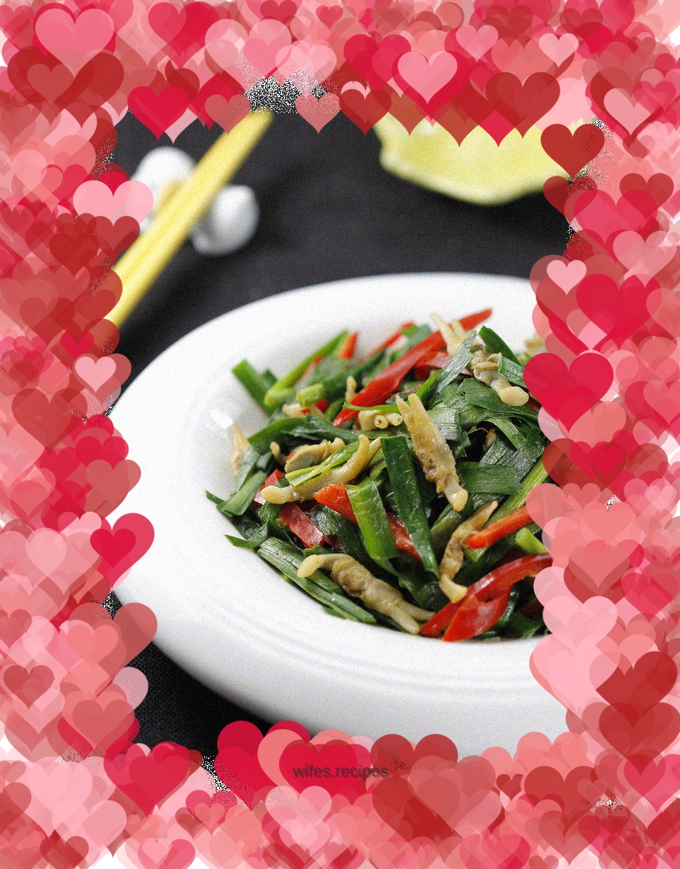 Chive-flavored razor clams