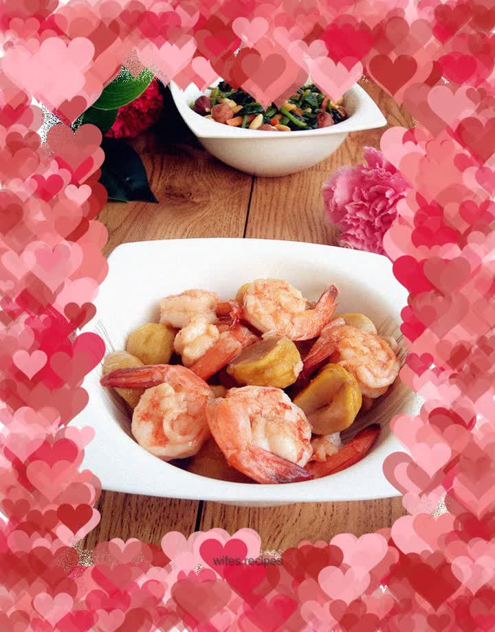 Braised chestnuts with prawns