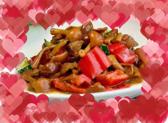 Stir-fried pork with slider mushrooms