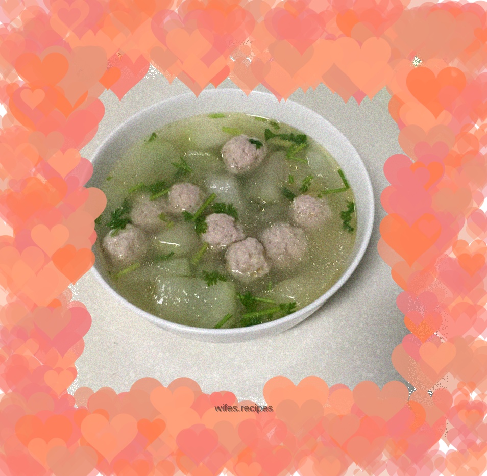 Homemade winter melon and meatball soup