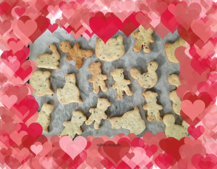 Black sesame cartoon cookies