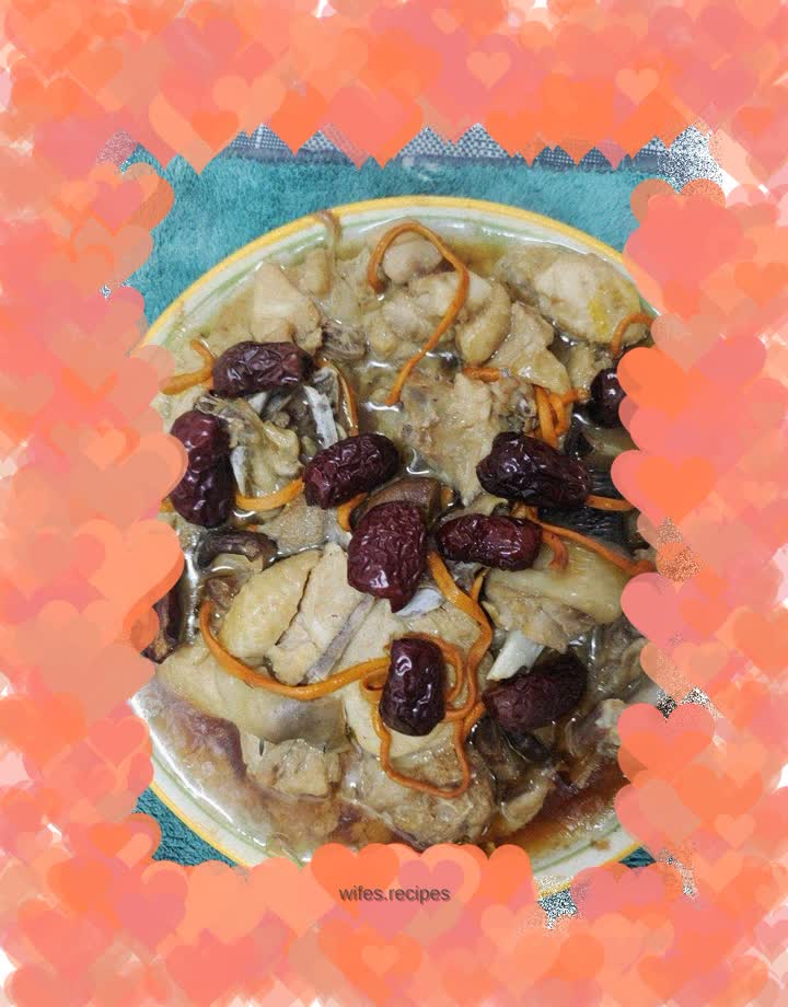 Steamed Chicken with Mushrooms, Cordyceps Flowers