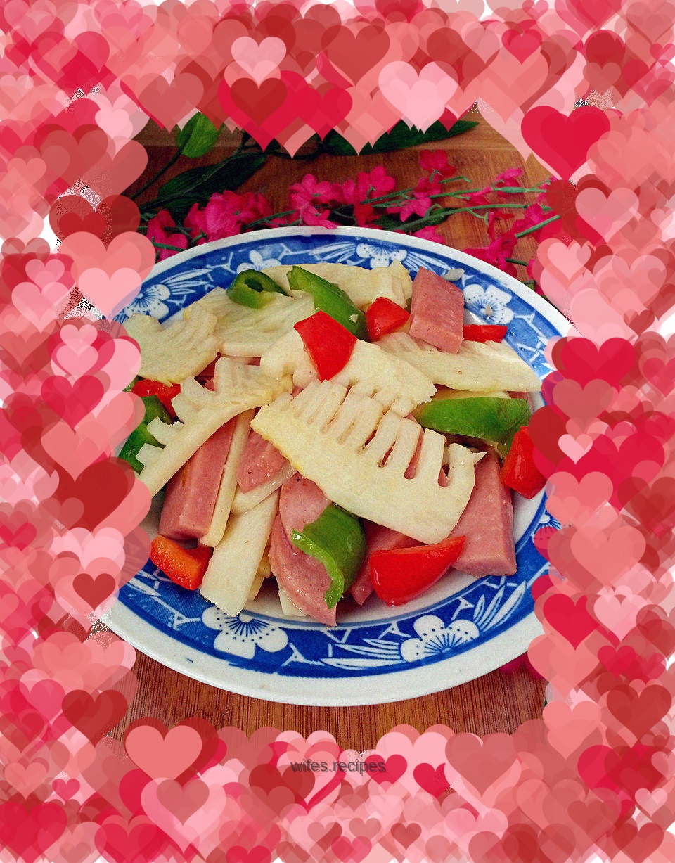 Stir-fried spring bamboo shoots with ham