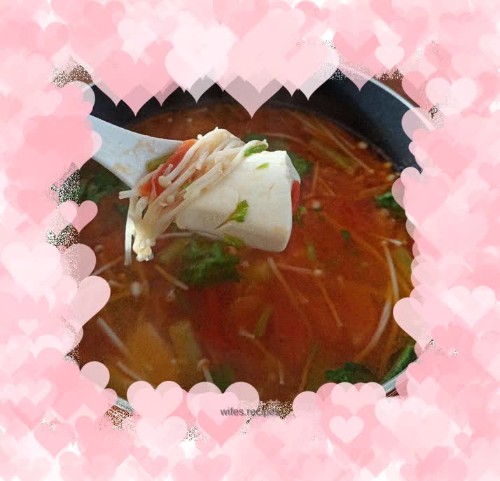 Tomato Enoki Mushroom Tofu Soup