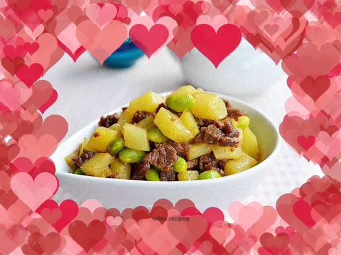 Bean-flavored diced beef