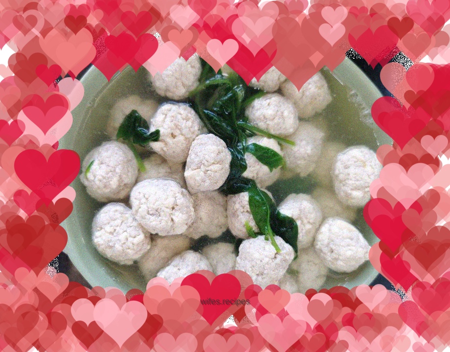 Spinach and boiled tofu balls