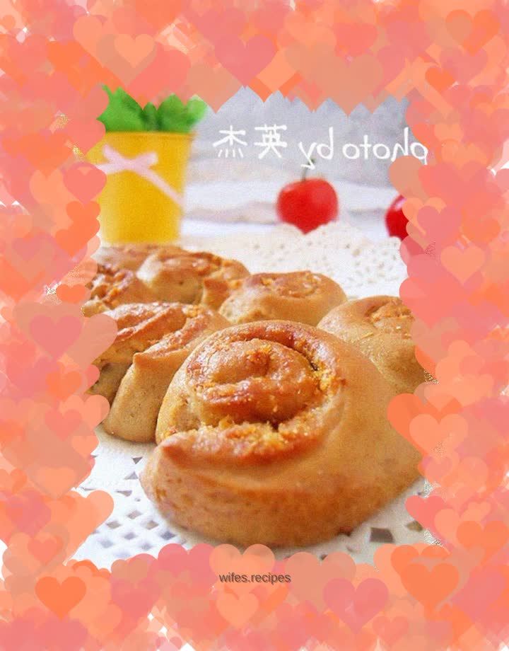 Meat floss and multi-grain rolls