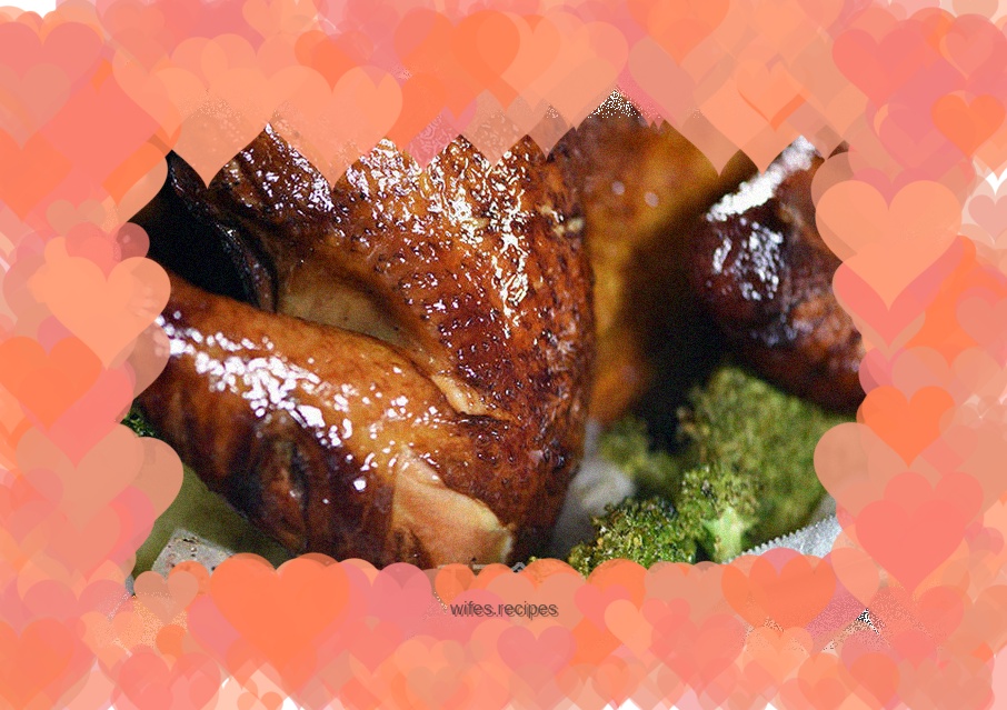 Finger sucking roasted whole chicken