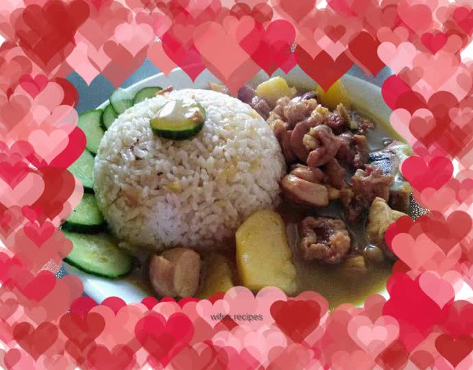 Japanese curry chicken and potato rice