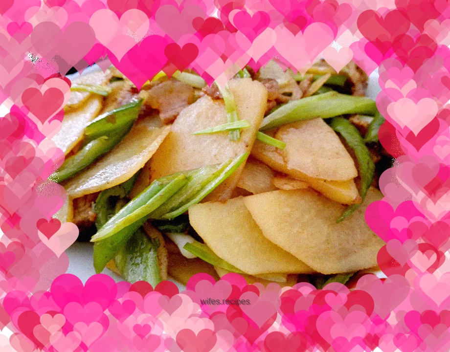 Scallion pork belly and potato slices