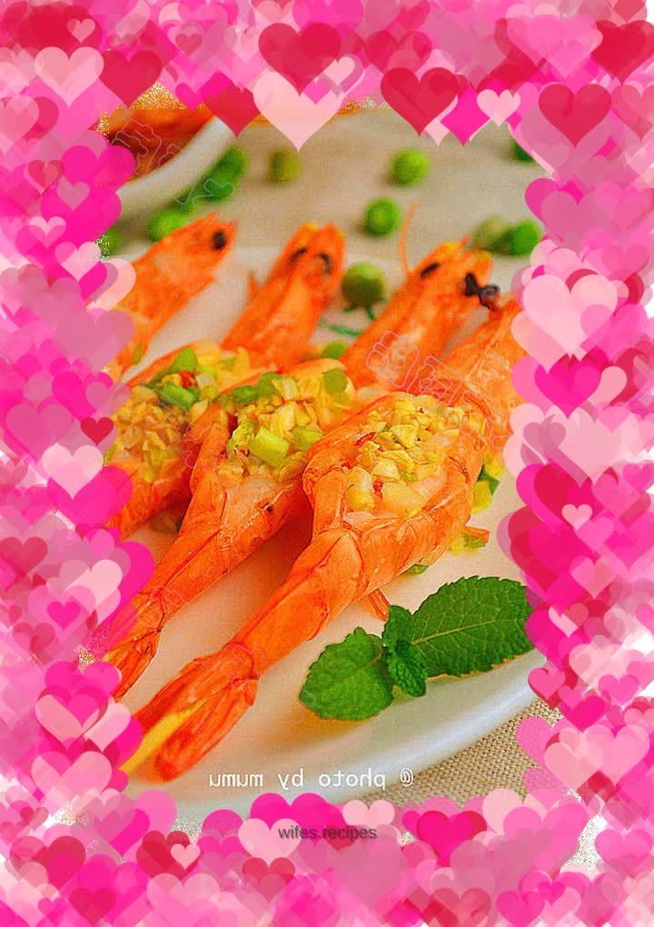 Oil-free open-back shrimp with garlic paste