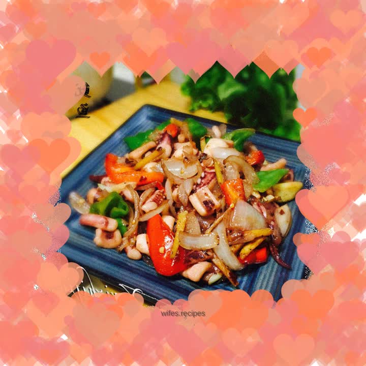 Stir-fried squid with double pepper