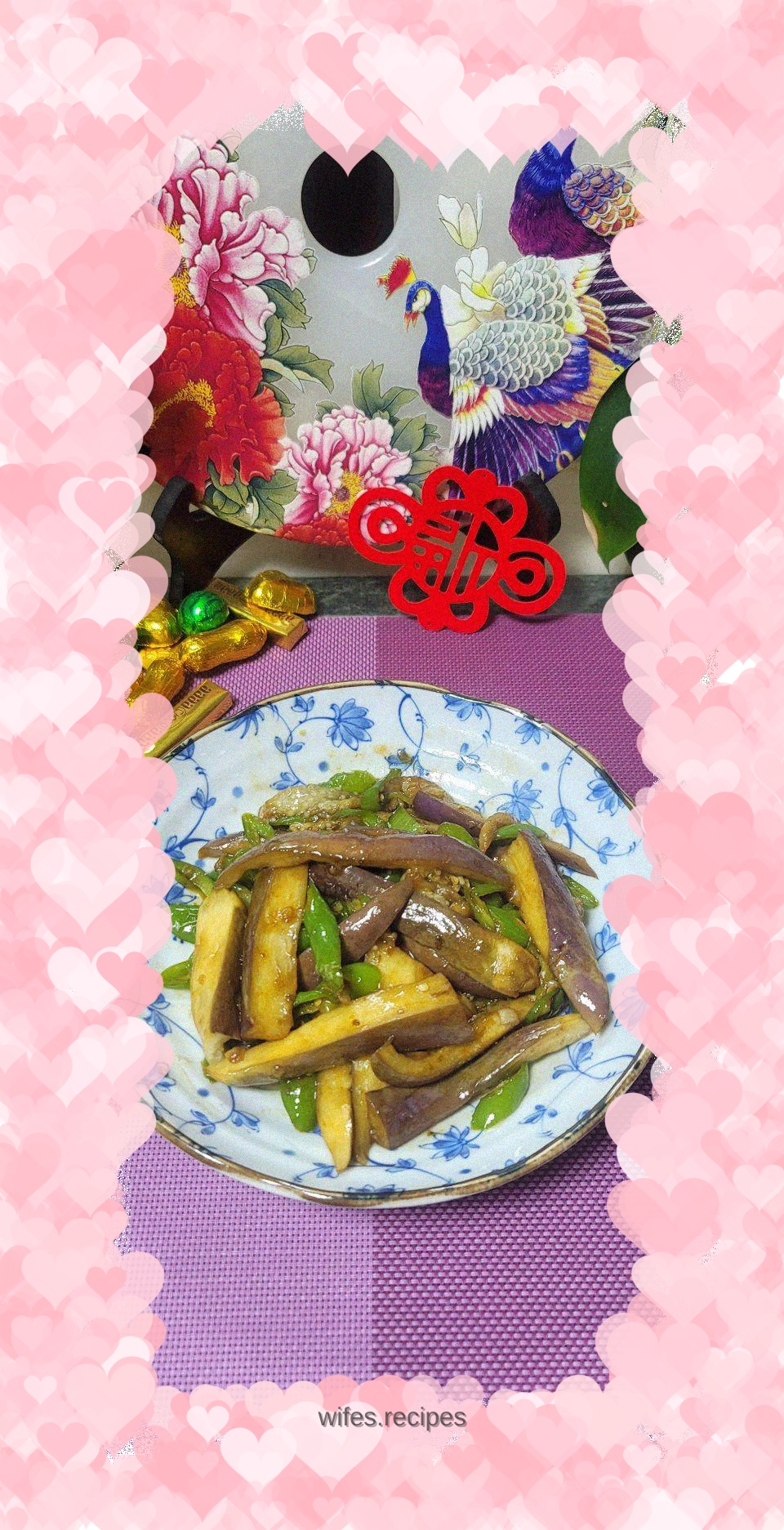 Fried eggplant with green pepper