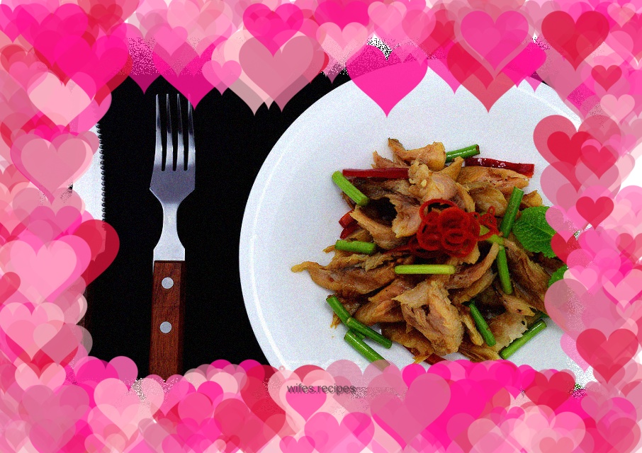 【Mixed Dried Monkfish】--An appetizer on the dining table at the beach