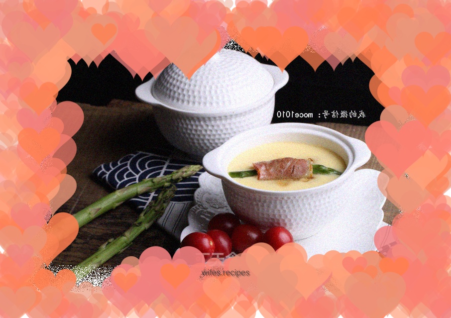 Xiao Ce’s seafood recipe today: three fresh egg custard, small yellow croaker fillet, bacon, asparagus, sea duck egg