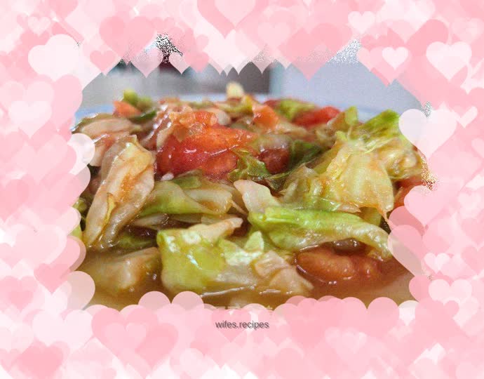 Stir-fried cabbage and tomatoes